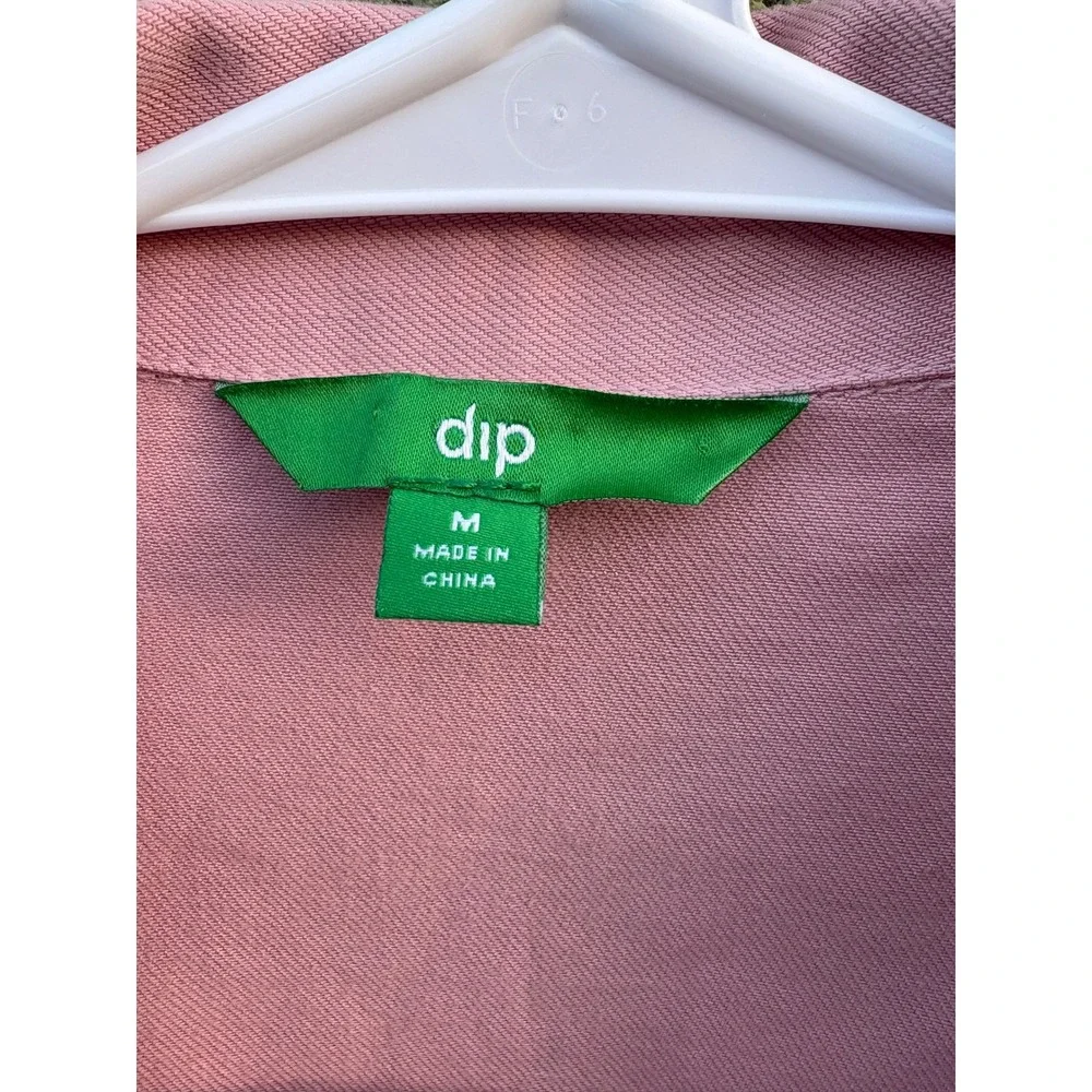 Dip Womens Pink Utility Jacket Snap Front Drawstring Waist Mauve Denim Medium - Picture 4 of 13